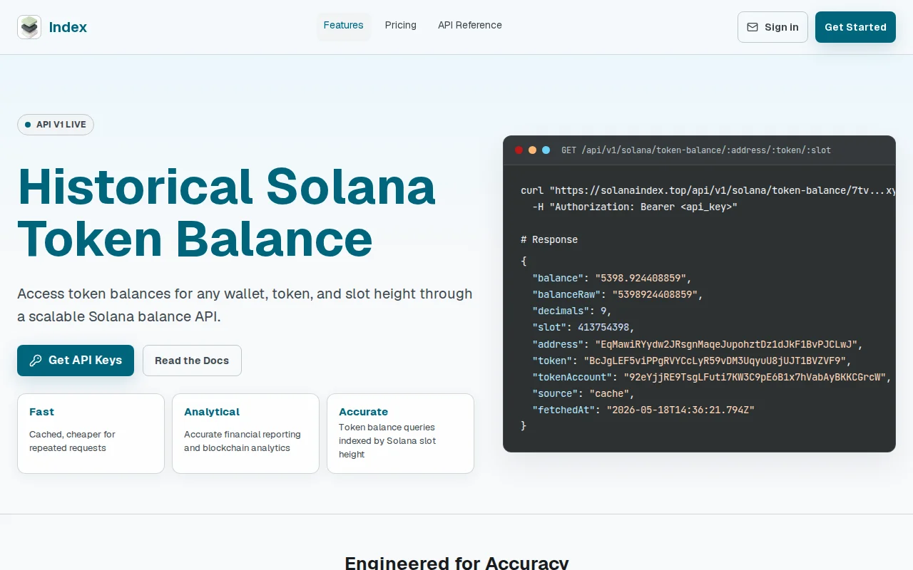 Solana Index Historical Solana Token Balance
