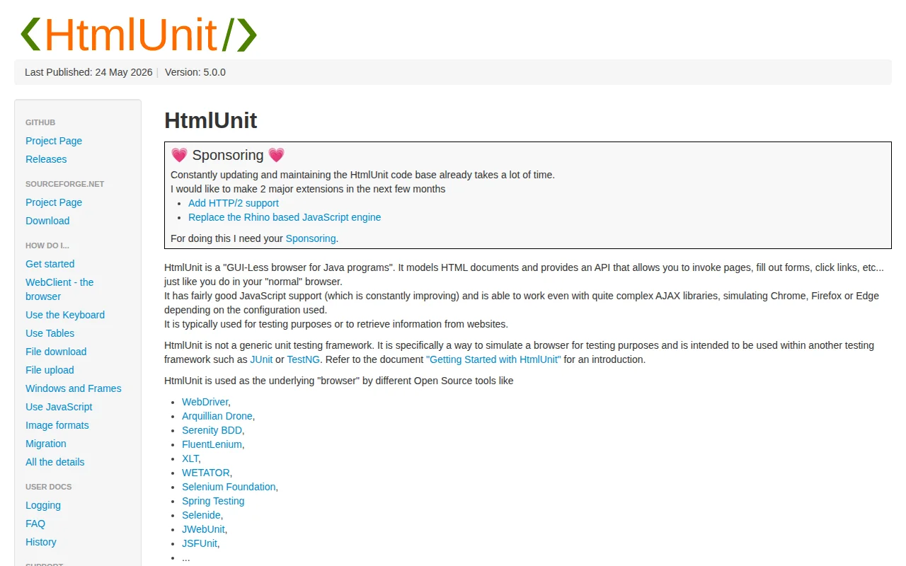 HtmlUnit 5.0.0 Is Available