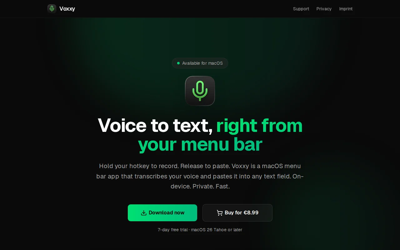 Voxxy – a minimal, fast voice-to-text app for macOS