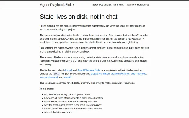 docs-cli - coding-agent project state in Markdown