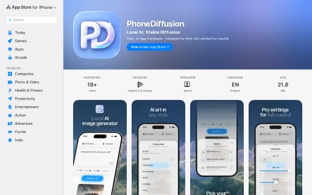 PhoneDiffusion – Local AI image generation for iOS