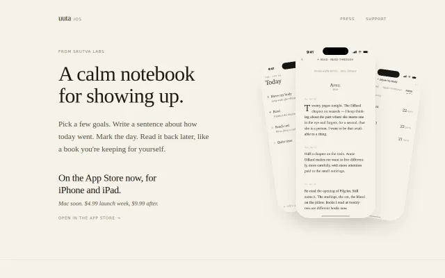 UUTA – A Quiet Practice Journal for iPhone and iPad