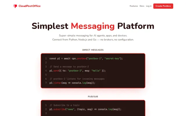 CloudPostOffice – Send messages between apps and agents in 4 lines