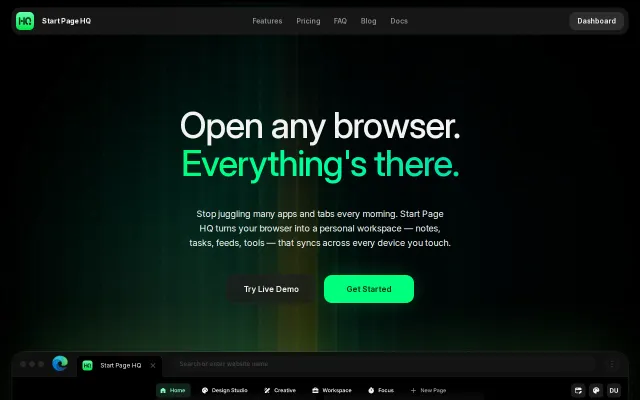 StartPageHQ – turn the browser new tab into a dashboard