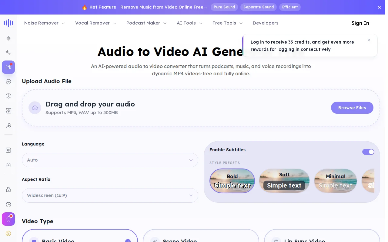 HN Audio to video AI generator