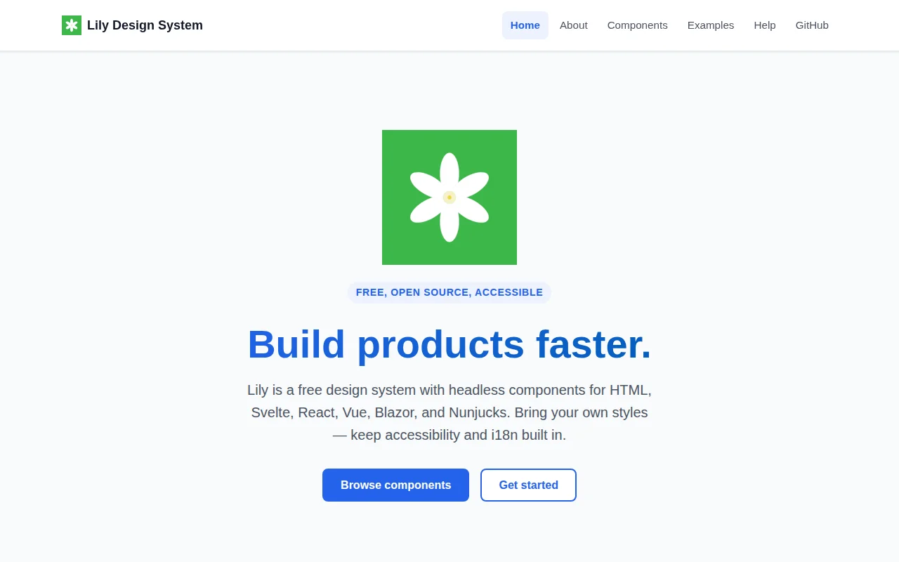 Lily Design System: Components for React, Vue, Svelte, HTML, More