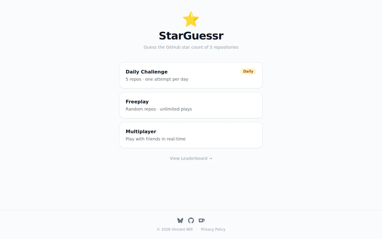 A small game where you have to guess the stars of GitHub repositories