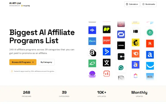 A curated directory of AI affiliate programs, updated monthly