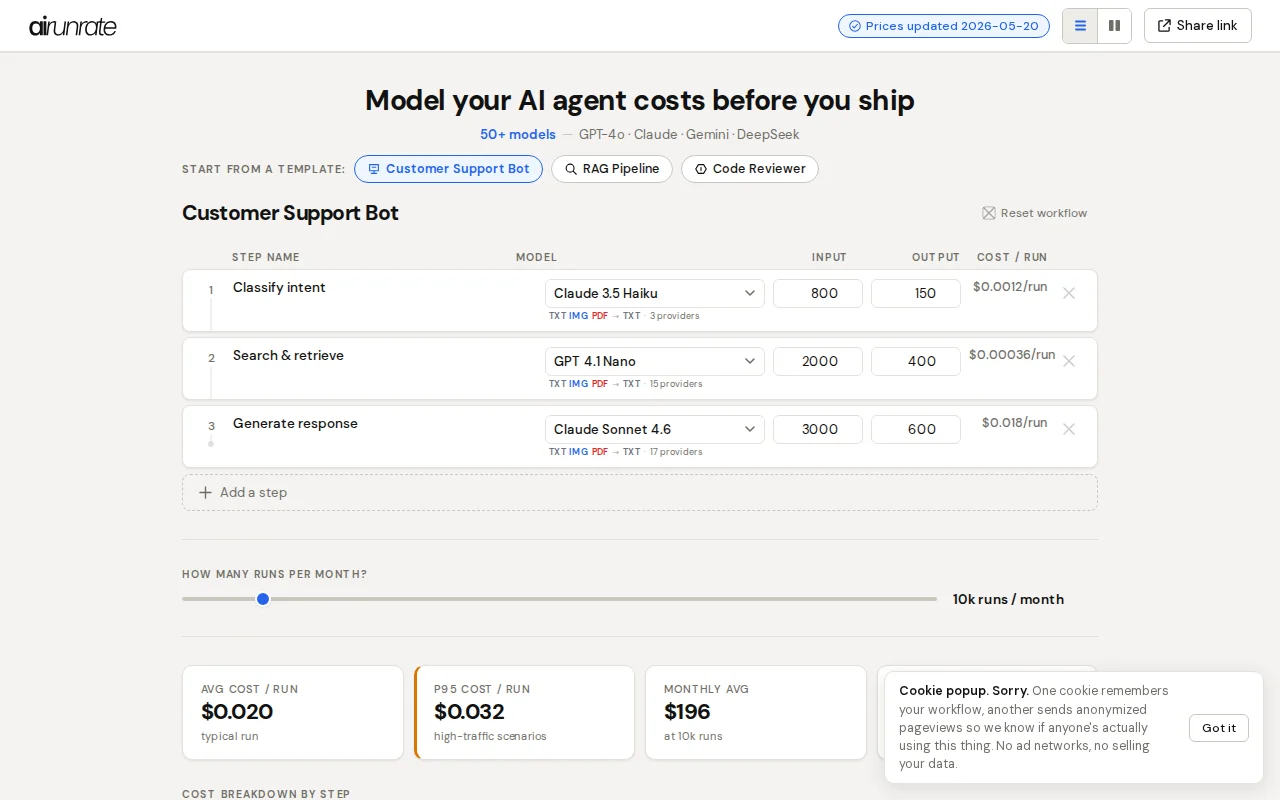 I built a tool to estimate AI agent costs before you ship