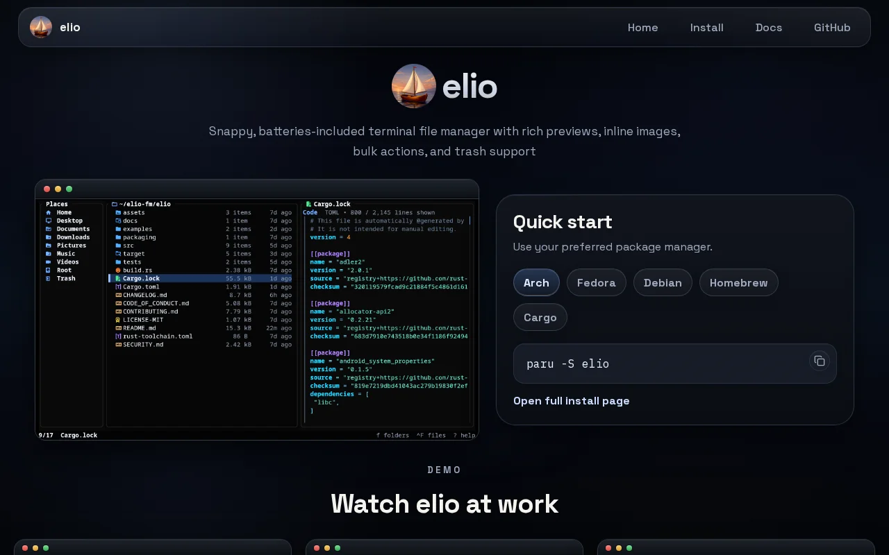 elio – A terminal file manager with rich previews