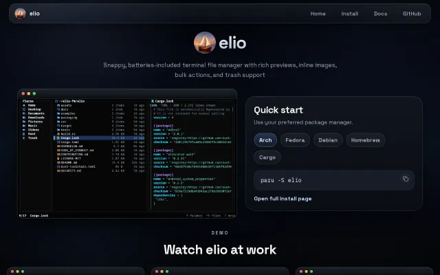 elio – A terminal file manager with rich previews