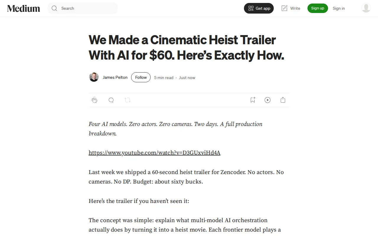 We made a cinematic heist trailer with 4 AI models for $60
