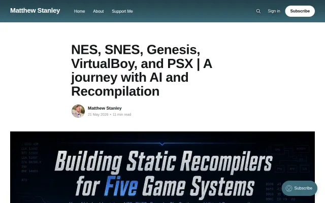 I used AI to built static recompilers for 5 retro game systems