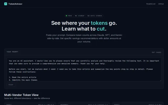 TokenAdvisor – paste a prompt, see what to cut to lower your LLM bill