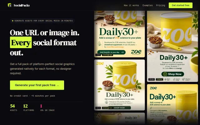 Generate 54 social media assets in 1 click