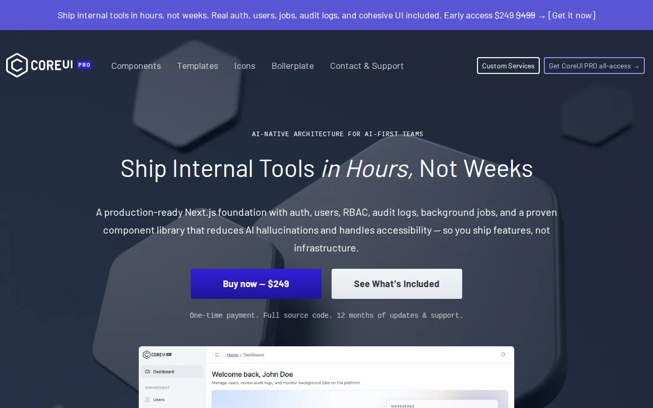 Next.js internal tools boilerplate – auth, RBAC, audit logs, jobs