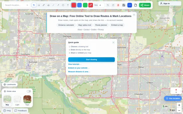 Map drawing tool where the map lives in the URL