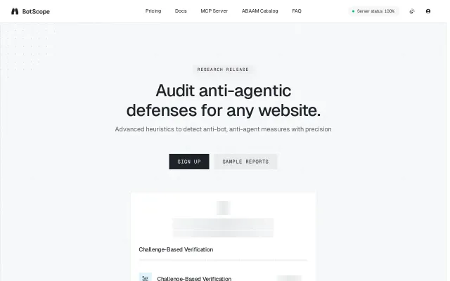 Detect anti-bot, anti-agent defenses for any website