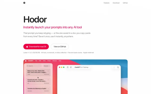 Hodor – a 701KB native macOS prompt launcher for AI tools
