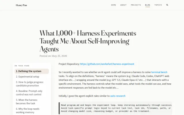 What 1k Harness Experiments Taught Me About Self-Improving Agents