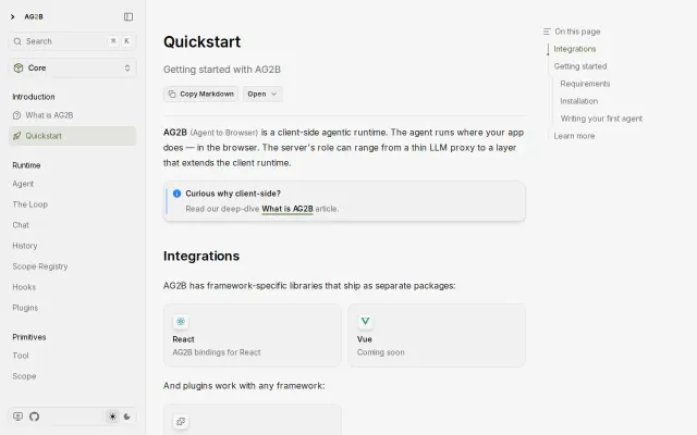AG2B – Run the agent loop in the browser, expose your tools via WebMCP