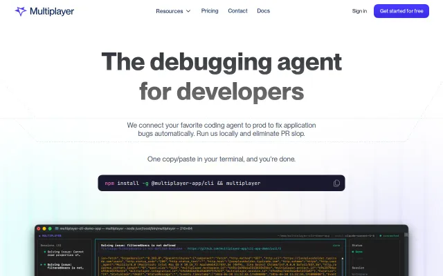 Multiplayer, a debugging agent to run locally next to your coding agent