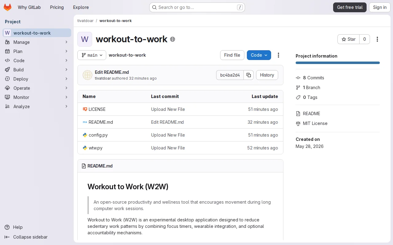 Workout to Work – A desktop app that annoys you into exercising