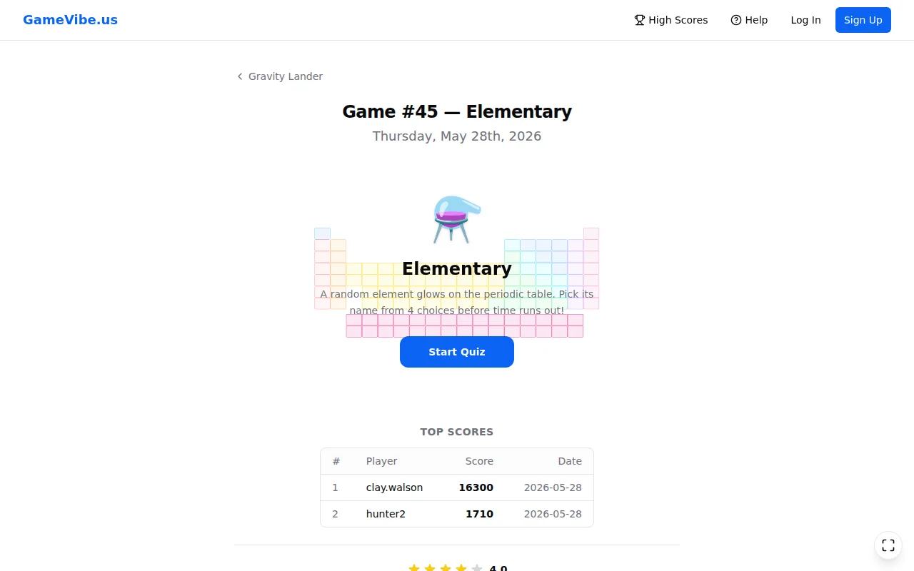 Daily vibe-coding video games, day 45: "Elementary"