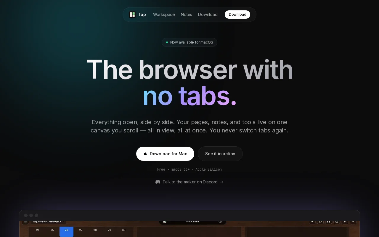 Tap – Mac browser that lays everything side by side instead of in tabs