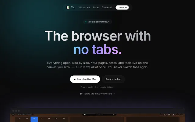 Tap – Mac browser that lays everything side by side instead of in tabs