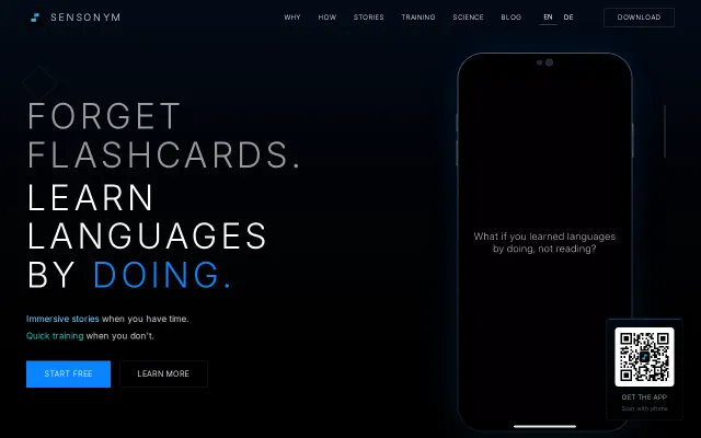 A language app where you act out words with phone sensors to learn them