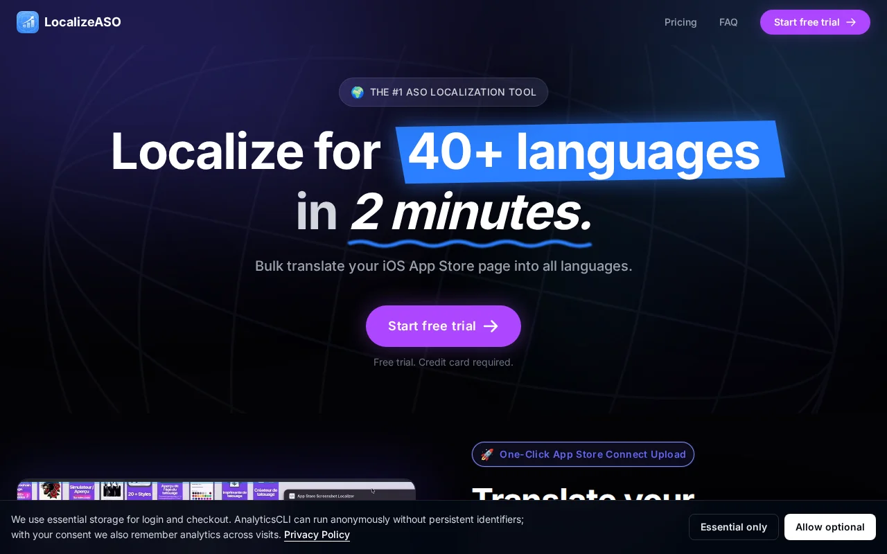 LocalizeASO, Figma plugin and dashboard for App Store localization