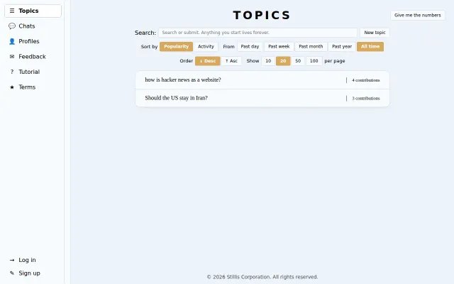 Stillis – An open-ended anonymous polling platform for anything