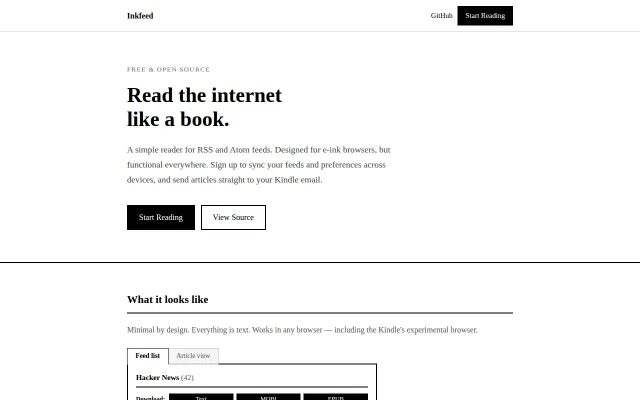 Inkfeed – RSS Reader for Kindle