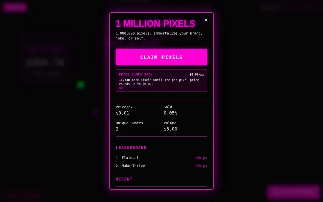 I rebuilt the $1M dollar homepage