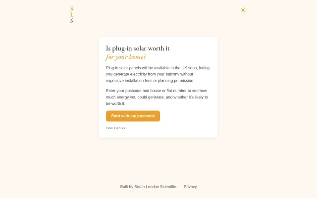 Helios – what plug-in solar could generate for any address in Britain