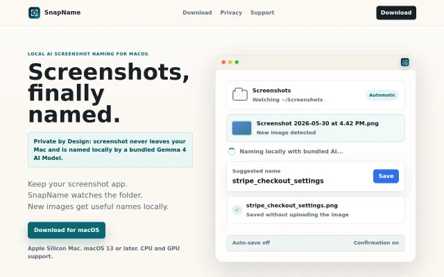I made a Gemma 4 Mac app that names screenshots with local AI