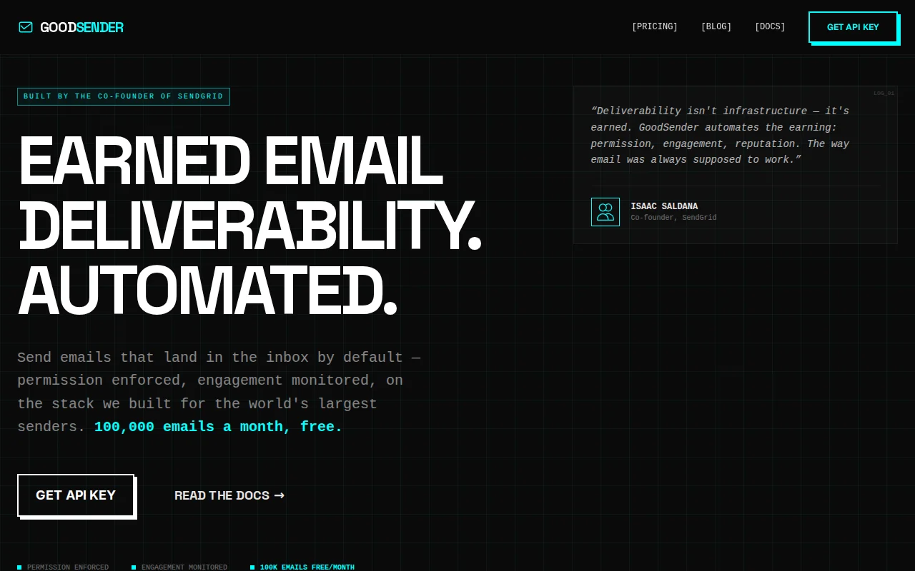 GoodSender – the email API for makers and AI agents