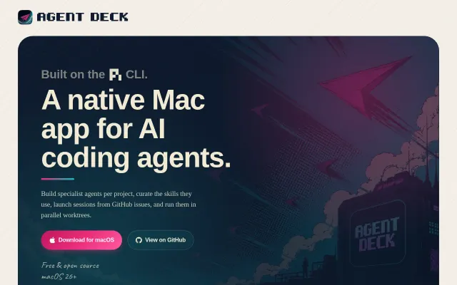 Agent Deck: Native Mac app for managing AI coding agents| powered by PI
