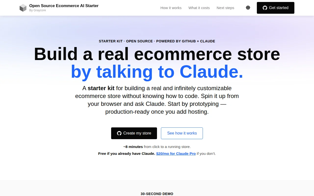 One-click open-source ecommerce starter (Magento), drive it with Claude
