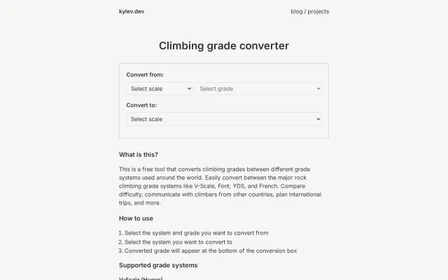 Climbing Grade Converter