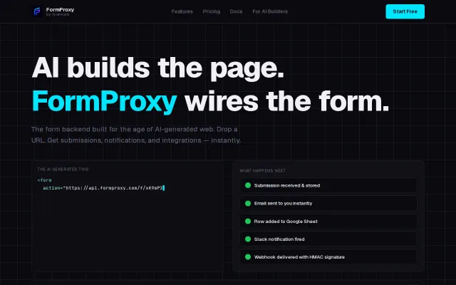 FormProxy – form back end for AI-generated pages – MCP Ready