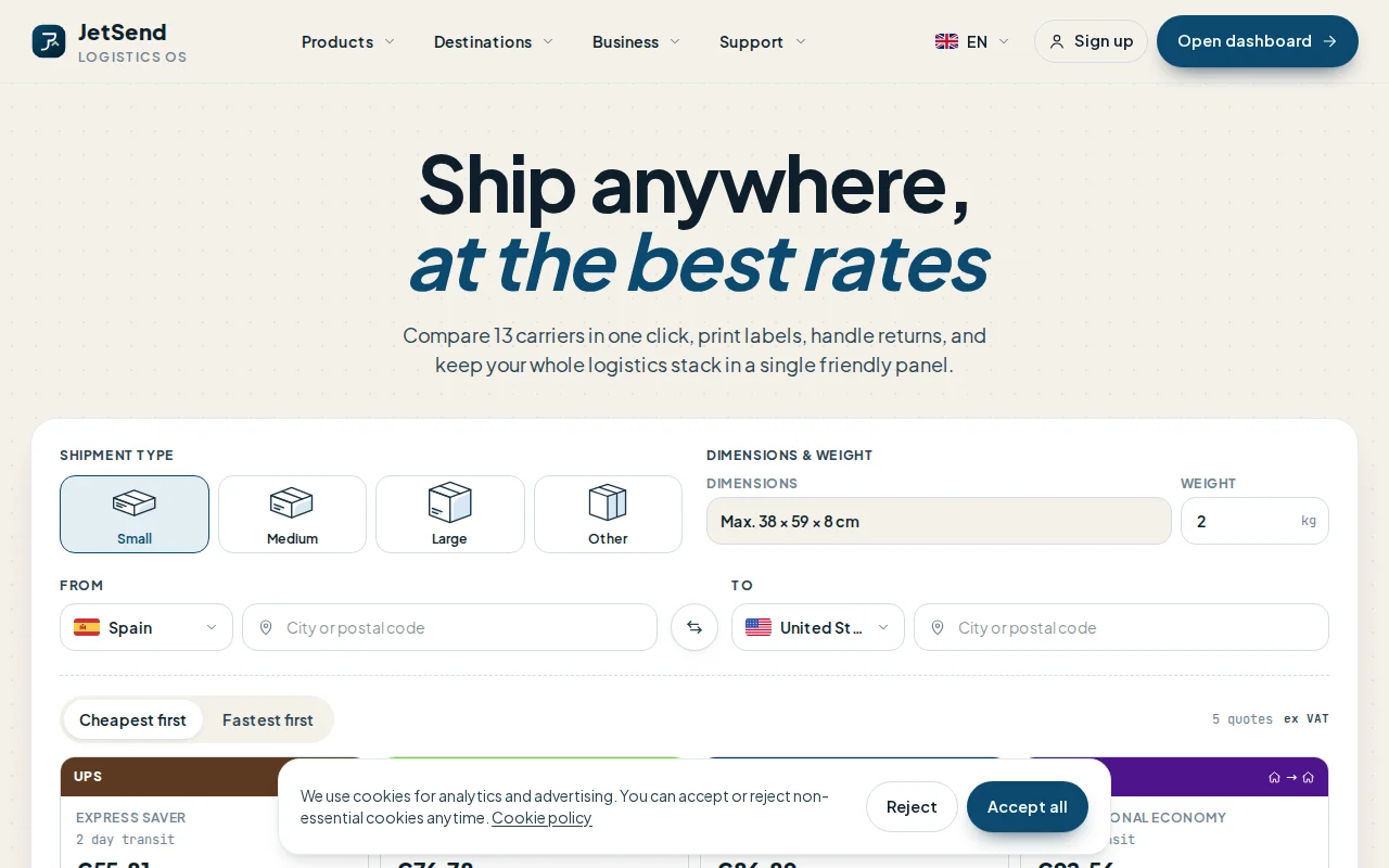 A multi-carrier shipping rate aggregator for the EU
