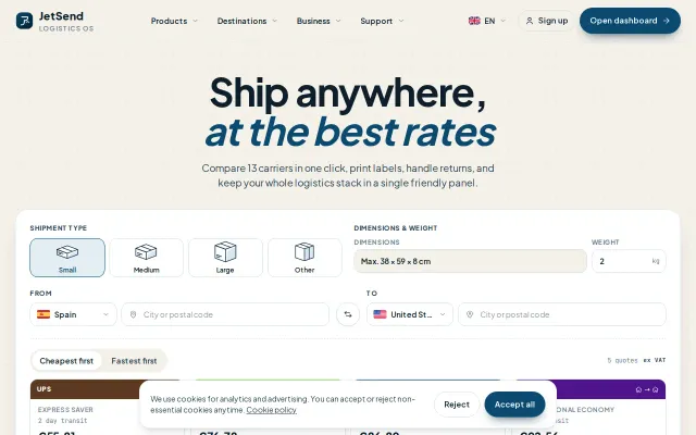 A multi-carrier shipping rate aggregator for the EU
