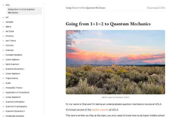 Going from 1+1=2 to Quantum Mechanics