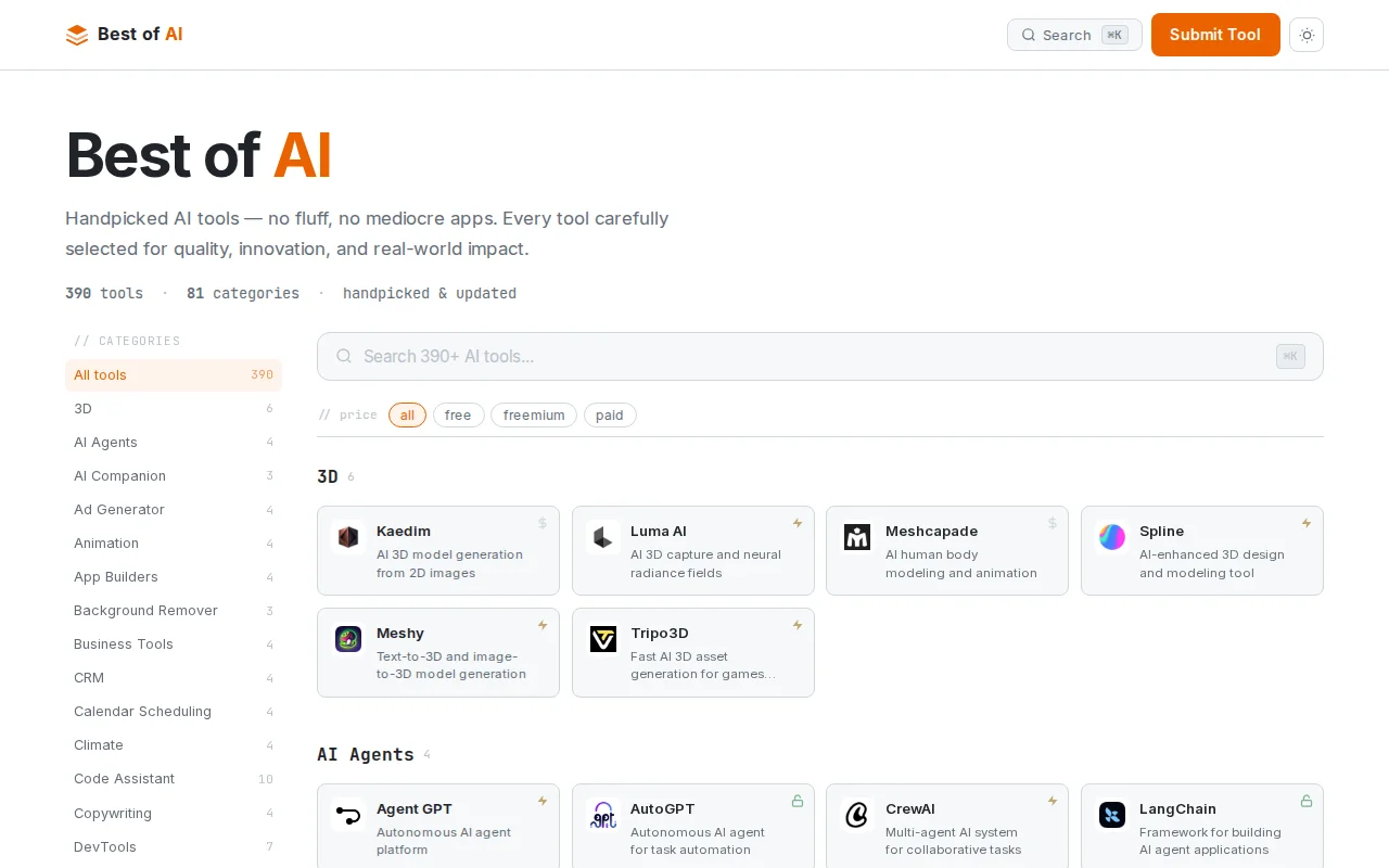 Best of AI – Handpicked and Curated Open-Source List of AI Tools