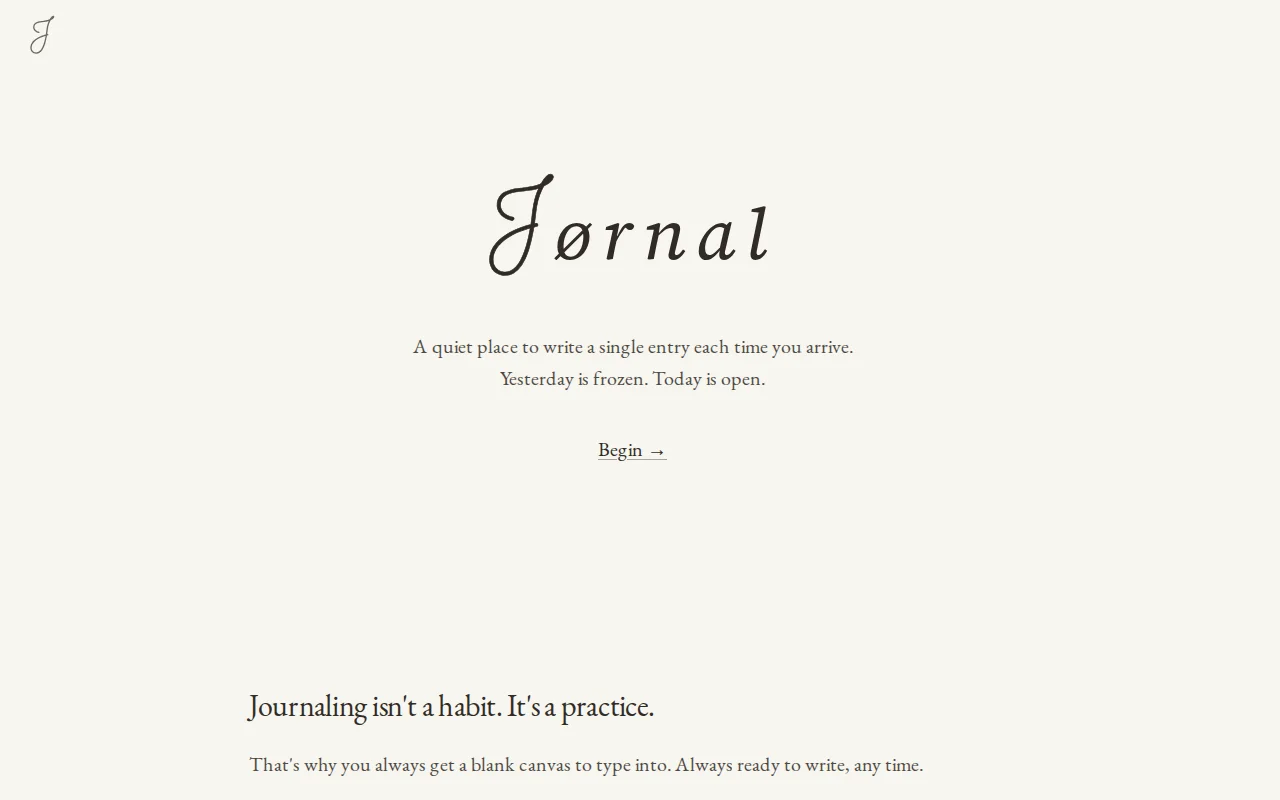 Jørnal, a journaling app where the page is always blank