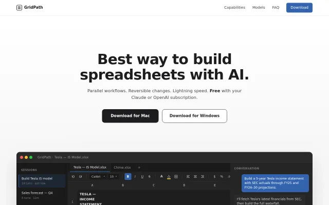GridPath – AI first desktop app to work with spreadsheets