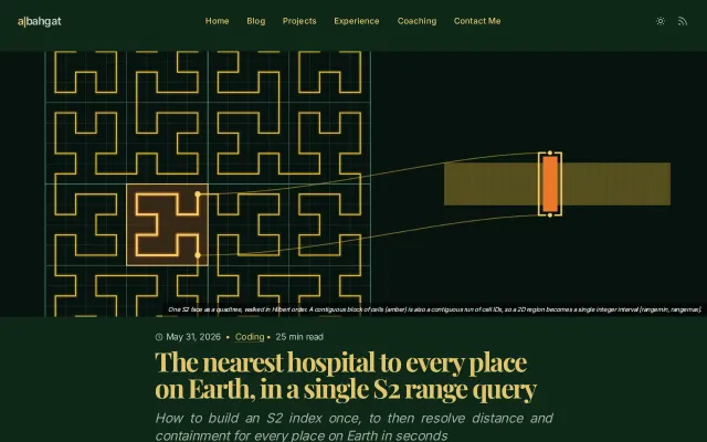 The nearest hospital to every place on Earth in a single S2 range query