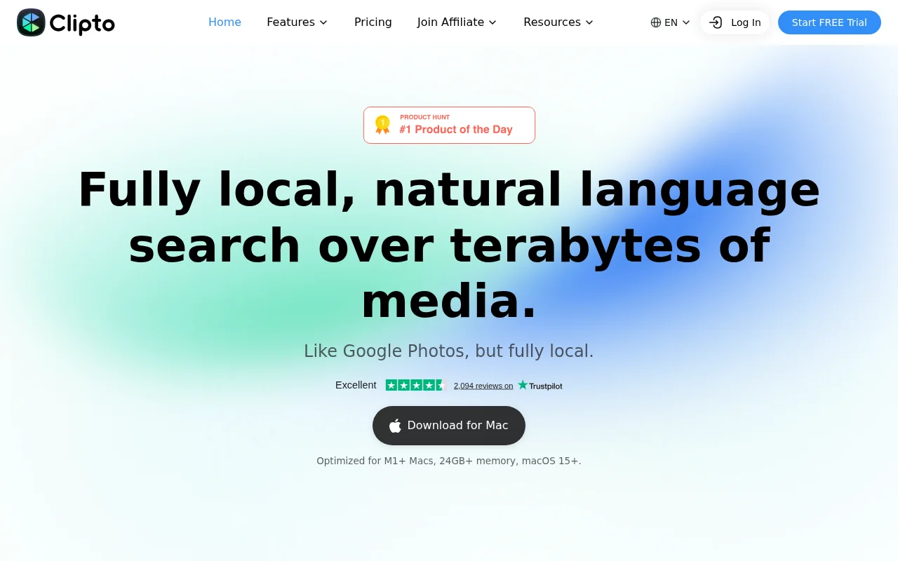 Clipto-fully local, natural language search over terabytes of media